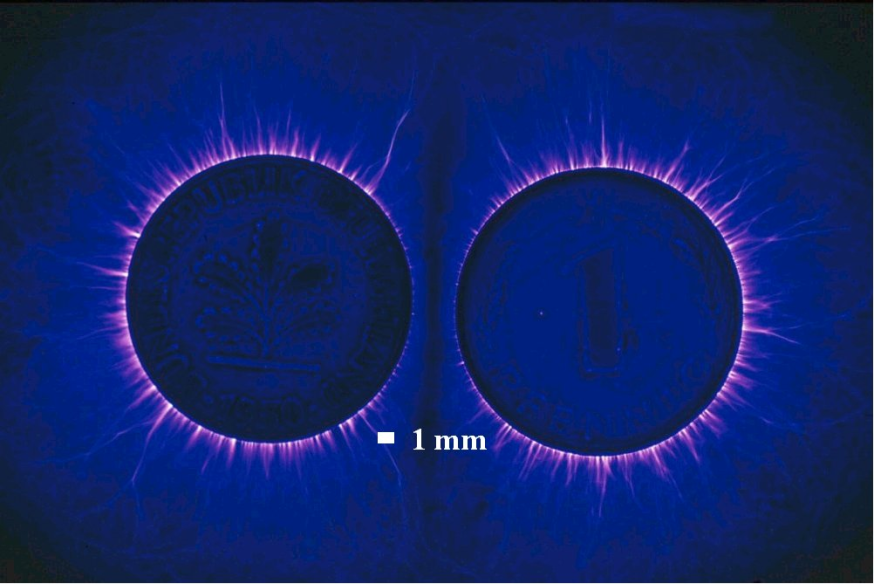 Kirlian fotografie techniek voorbeeld munten