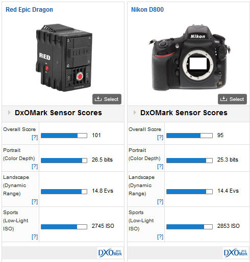 RED Epic Dragon vs Nikon D800