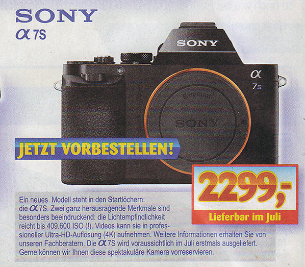 Sony A7S prijs in Duitsland