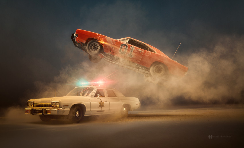 Recreaties van The Dukes of Hazzard scènes 